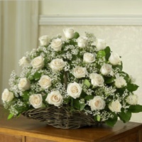 61 White Rose Basket